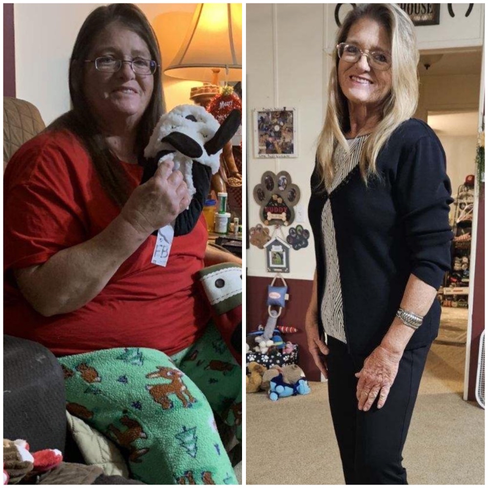Before and after Petra's client Tressa, size 22 to size 4 in four months